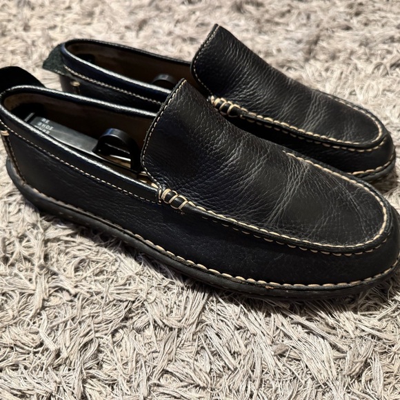 CHEROKEE BRAND LEATHER UPPER BLACK SLIP ON Mens SHOE MOCCASIN DRIVING Sz 9 - Picture 3 of 7